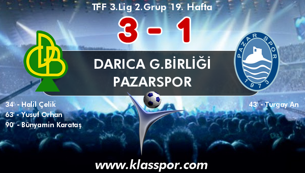 Darıca G.Birliği 3 - Pazarspor 1