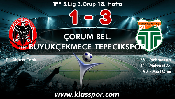 Çorum Bel. 1 - Büyükçekmece Tepecikspor 3