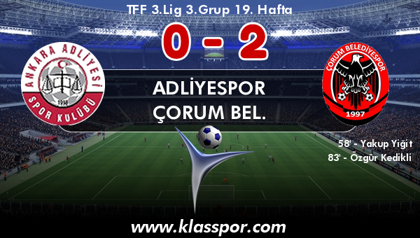 Adliyespor 0 - Çorum Bel. 2