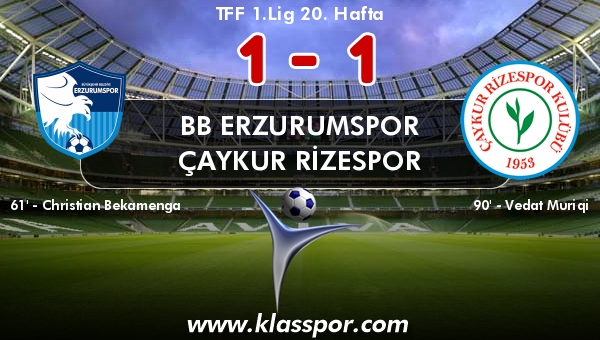 BB Erzurumspor 1 - Çaykur Rizespor 1