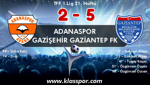 Adanaspor 2 - Gazişehir Gaziantep FK 5