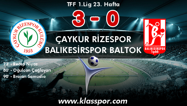 Çaykur Rizespor 3 - Balıkesirspor Baltok 0