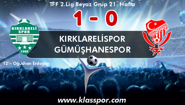 Kırklarelispor 1 - Gümüşhanespor 0