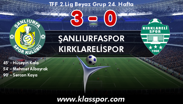 Şanlıurfaspor 3 - Kırklarelispor 0