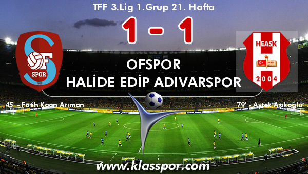 Ofspor 1 - Halide Edip Adıvarspor 1