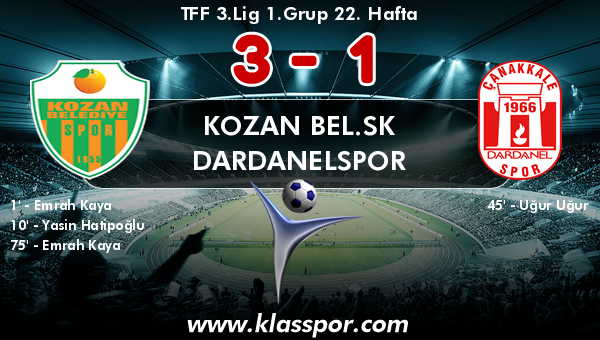 Kozan Bel.SK 3 - Dardanelspor 1