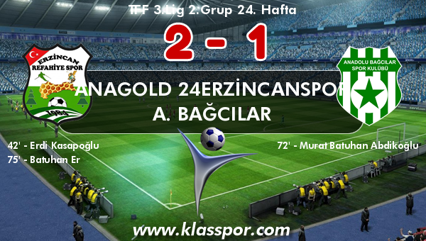 Anagold 24Erzincanspor 2 - A. Bağcılar 1