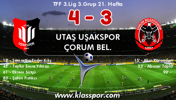 Utaş Uşakspor 4 - Çorum Bel. 3