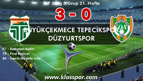 Büyükçekmece Tepecikspor 3 - Düzyurtspor 0