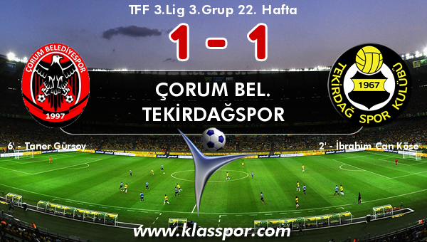 Çorum Bel. 1 - Tekirdağspor 1