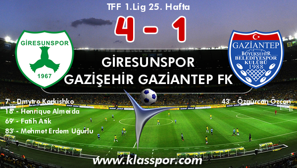 Giresunspor 4 - Gazişehir Gaziantep FK 1