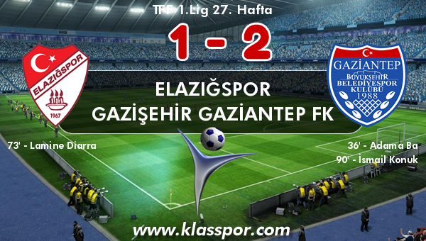 Elazığspor 1 - Gazişehir Gaziantep FK 2
