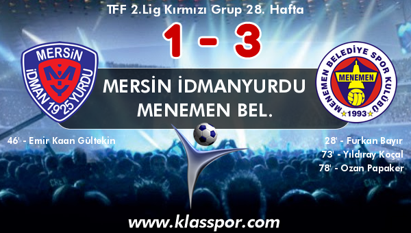 Mersin İdmanyurdu 1 - Menemen Bel. 3