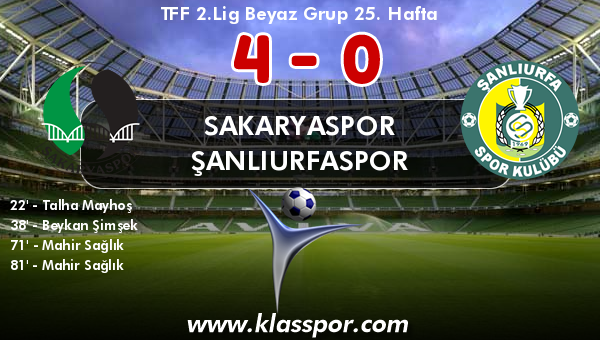 Sakaryaspor 4 - Şanlıurfaspor 0