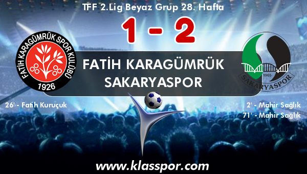 Fatih Karagümrük 1 - Sakaryaspor 2