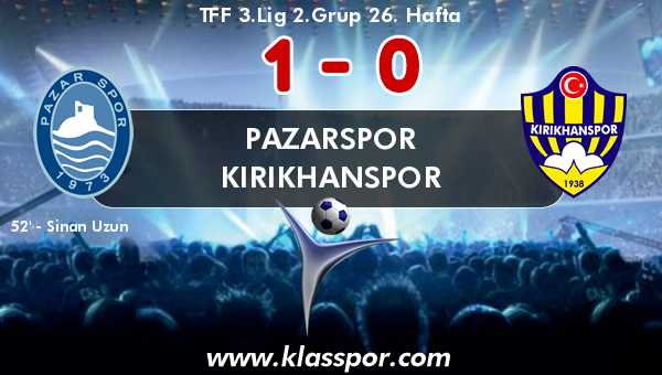 Pazarspor 1 - Kırıkhanspor 0