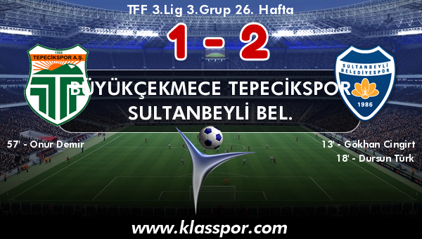 Büyükçekmece Tepecikspor 1 - Sultanbeyli Bel. 2