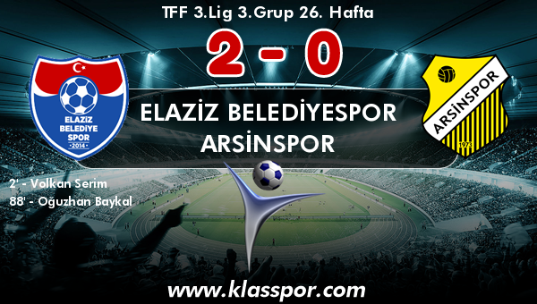 Elaziz Belediyespor 2 - Arsinspor 0