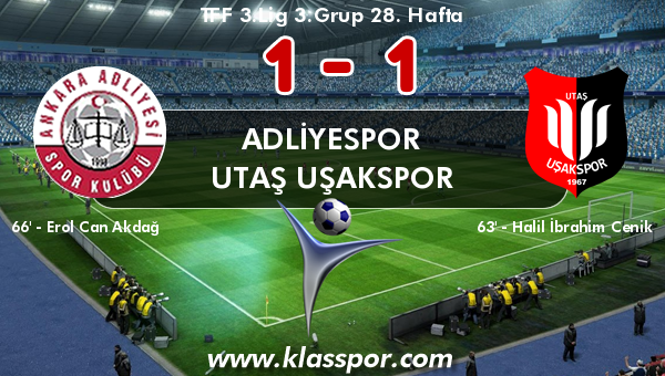 Adliyespor 1 - Utaş Uşakspor 1