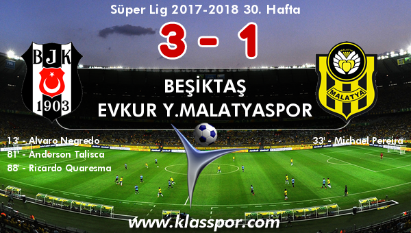 Beşiktaş 3 - Evkur Y.Malatyaspor 1
