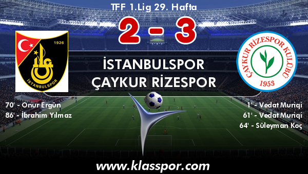 İstanbulspor 2 - Çaykur Rizespor 3