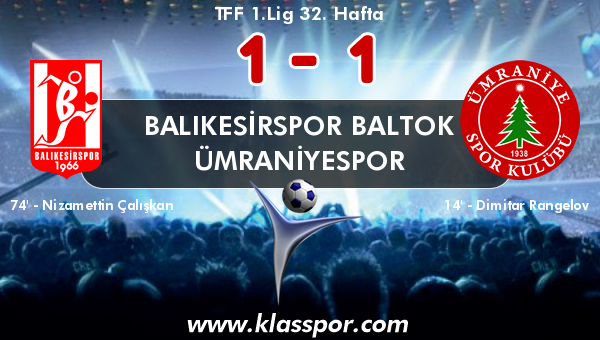 Balıkesirspor Baltok 1 - Ümraniyespor 1