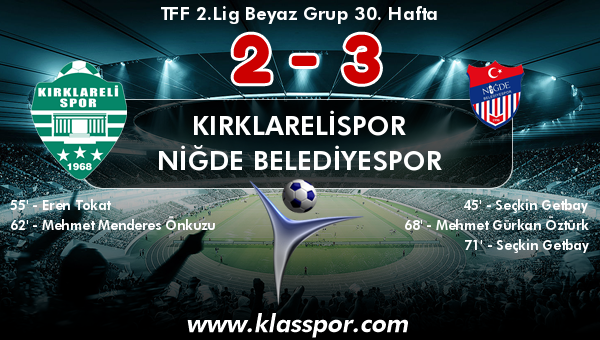 Kırklarelispor 2 - Niğde Belediyespor 3