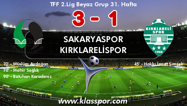 Sakaryaspor 3 - Kırklarelispor 1