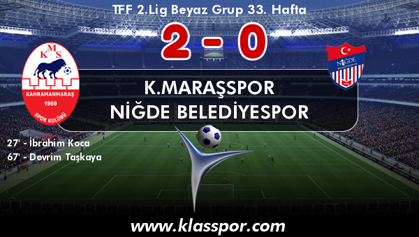 K.Maraşspor 2 - Niğde Belediyespor 0