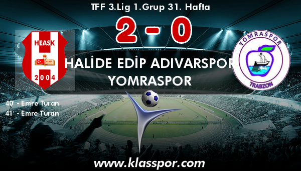 Halide Edip Adıvarspor 2 - Yomraspor 0