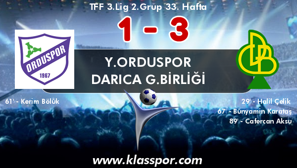 Y.Orduspor 1 - Darıca G.Birliği 3