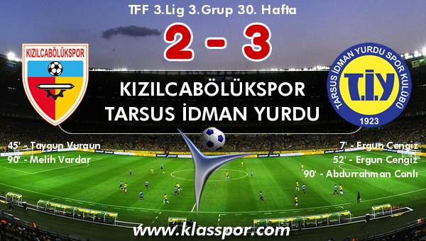 Kızılcabölükspor 2 - Tarsus İdman Yurdu 3