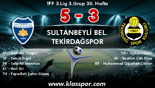 Sultanbeyli Bel. 5 - Tekirdağspor 3