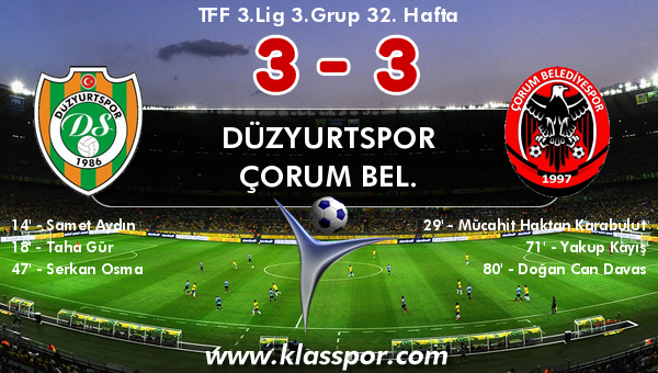 Düzyurtspor 3 - Çorum Bel. 3