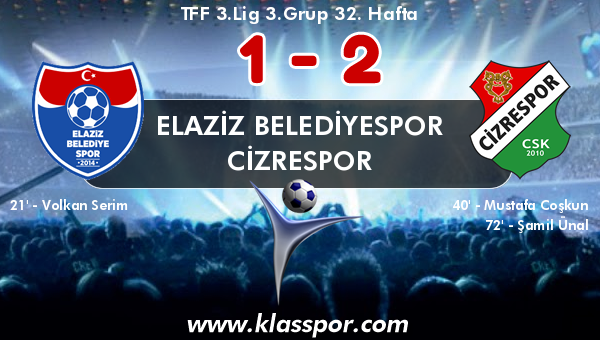 Elaziz Belediyespor 1 - Cizrespor 2
