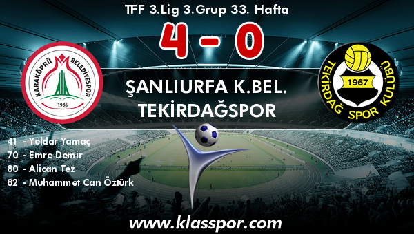 Şanlıurfa K.Bel. 4 - Tekirdağspor 0