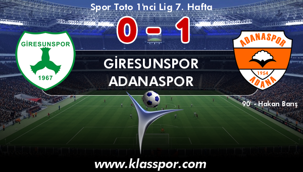 Giresunspor 0 - Adanaspor 1