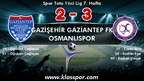 Gazişehir Gaziantep FK 2 - Osmanlıspor 3