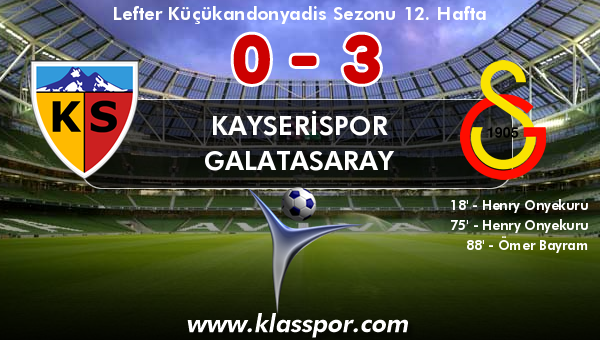 Kayserispor 0 - Galatasaray 3