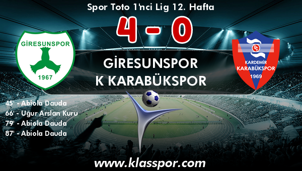 Giresunspor 4 - K Karabükspor 0