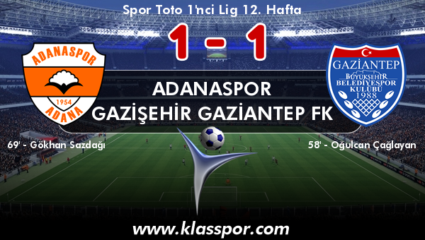 Adanaspor 1 - Gazişehir Gaziantep FK 1