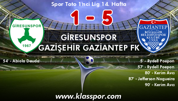 Giresunspor 1 - Gazişehir Gaziantep FK 5