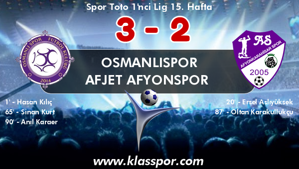 Osmanlıspor 3 - Afjet Afyonspor  2