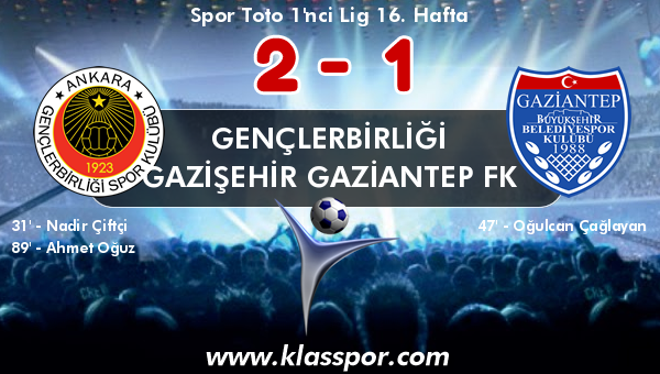 Gençlerbirliği 2 - Gazişehir Gaziantep FK 1