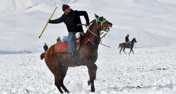 Karda cirit Kars'ta köylülerin tutkusu oldu