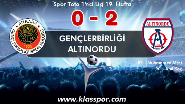 Gençlerbirliği 0 - Altınordu 2