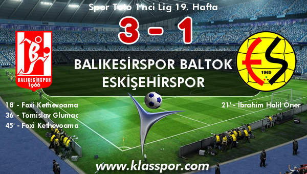 Balıkesirspor Baltok 3 - Eskişehirspor 1