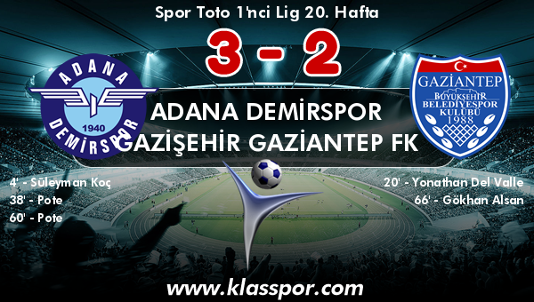 Adana Demirspor 3 - Gazişehir Gaziantep FK 2
