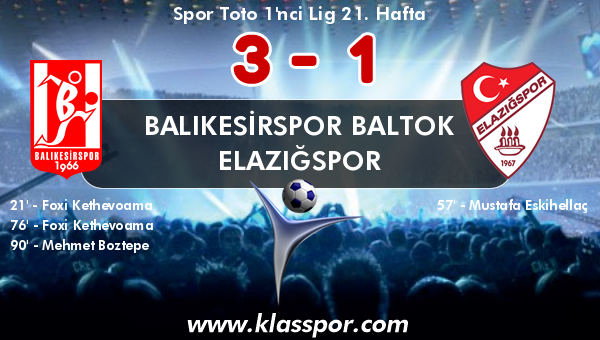 Balıkesirspor Baltok 3 - Elazığspor 1