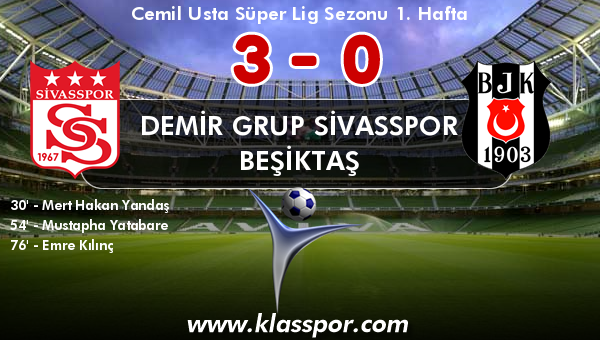 Demir Grup Sivasspor 3 - Beşiktaş 0